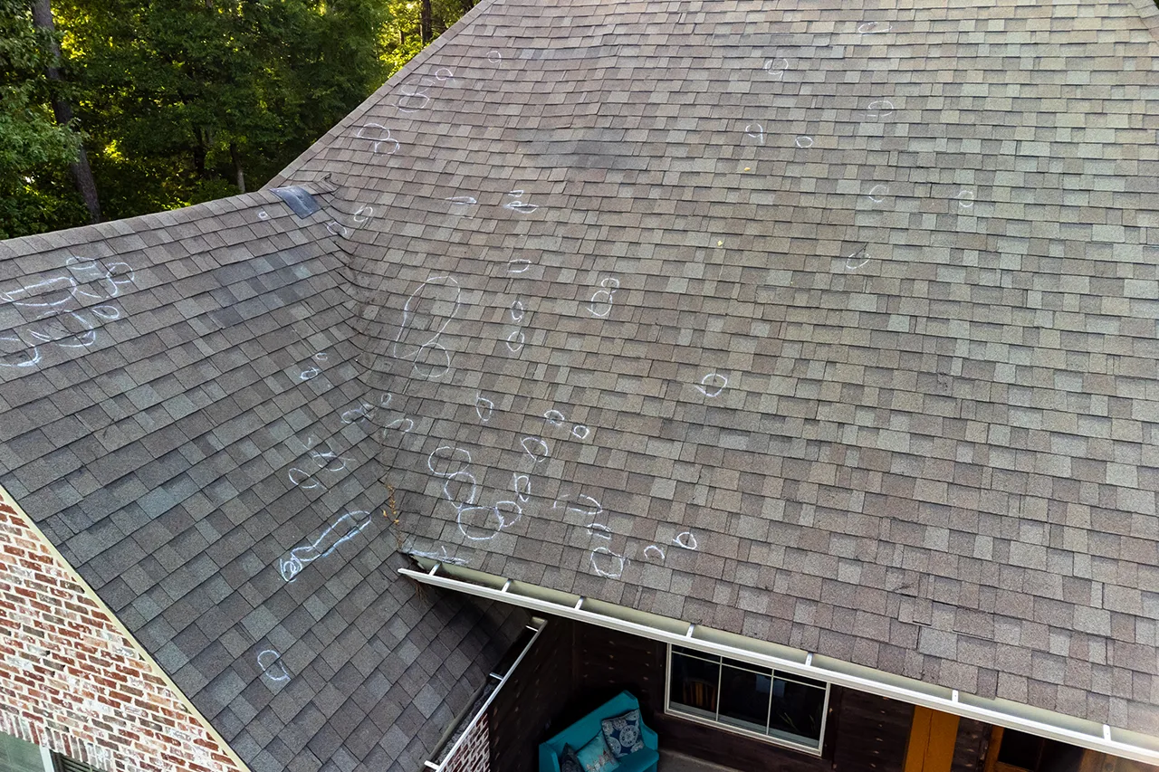 roof with inspection markings