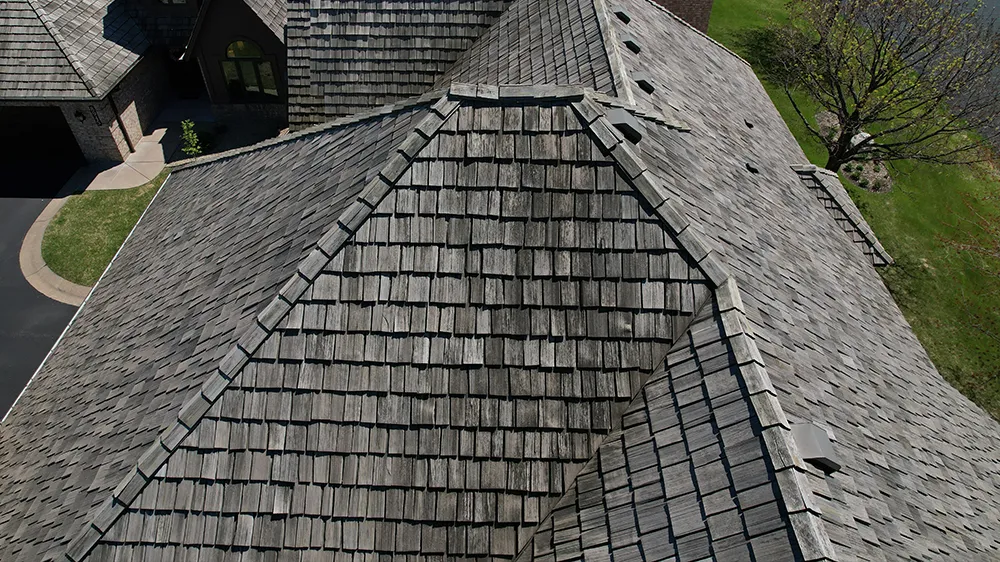 old wood shingled roof